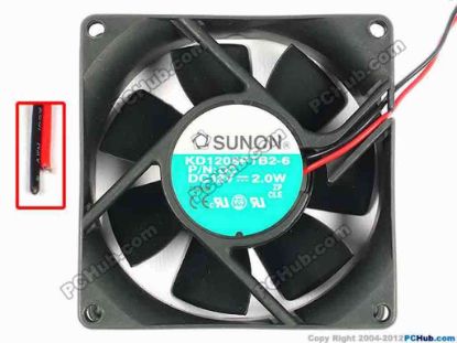 85723 SUNON KD1208PTB2-6 Server - Square Fan KD1208PTB2-6, OC, sq80x80x25, w60x2, 12V 2.0W  SUNON KD1208PTB2-6 Server - Square Fan 