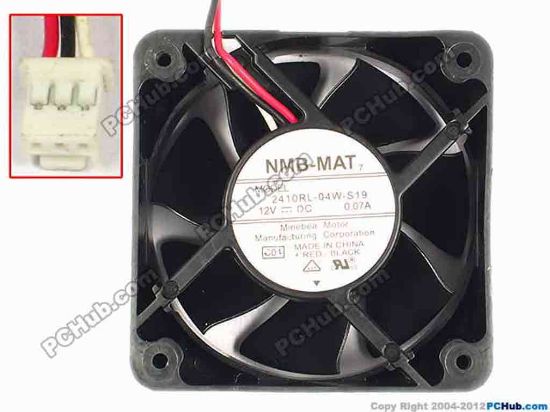 85790 NMB-MAT / Minebea 2410RL-04W-S19 Server - Square Fan C04, sq60x25, w150x3x3, 12V 0.07A NMB-MAT / Minebea 2410RL-04W-S19 Server - Square Fan 