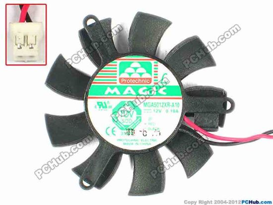 85980 Protechnic Magic MGA5012XR-A10 Server - Frameless / GPU Fan 45x9, w110x2x2, 12V 0.19A, Black Protechnic Magic MGA5012XR-A10 Server - Frameless / GPU Fan 