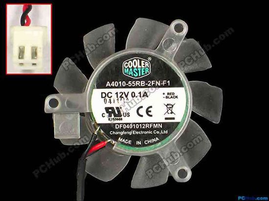 85985 Cooler Master DF0401012RFMN Server - Frameless / GPU Fan A4010-55RB-2FN-F1, dai37x37x9, w90x2x2, 12V 0.1A Cooler Master DF0401012RFMN Server - Frameless / GPU Fan 