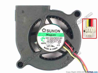 86072 SUNON GB1205PKV1-AY Server - Blower Fan 13.B3312.F.X.GN, sq50x20, w150x3x3, 12V 1.8W SUNON GB1205PKV1-AY Server - Blower Fan 