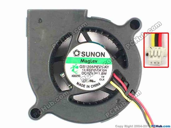 86072 SUNON GB1205PKV1-AY Server - Blower Fan 13.B3312.F.X.GN, sq50x20, w150x3x3, 12V 1.8W SUNON GB1205PKV1-AY Server - Blower Fan 