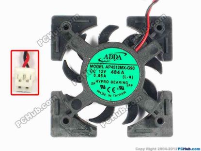 86216 ADDA AP4512MX-G90 Server - Frameless / GPU Fan PN: 7120005800, dia45x45x8, w65x2x2, 12V 0.06A ADDA AP4512MX-G90 Server - Frameless / GPU Fan 