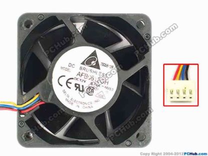 86238 Delta Electronics AFB0612GH Server - Square Fan -6U53, sq60x25, w445x4x4, 12V 0.72A Delta Electronics AFB0612GH Server - Square Fan 