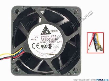 86239 Delta Electronics AFB0612GH Server - Square Fan -6U53, sq60x25, w430x4, 12V 0.72A Delta Electronics AFB0612GH Server - Square Fan 