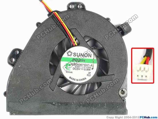 86242 SUNON GB0506PGV1-A Cooling Fan  B1937.13.V1.F.GN, w25x3x3, 5V 0.9W, w/o Cover SUNON GB0506PGV1-A Cooling Fan  