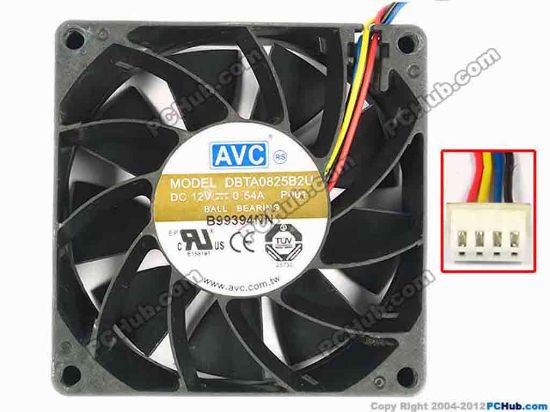 86252 AVC DBTA0825B2U Server - Square Fan P001, sq80x25, w395x4x4, 12V 0.54A AVC DBTA0825B2U Server - Square Fan 
