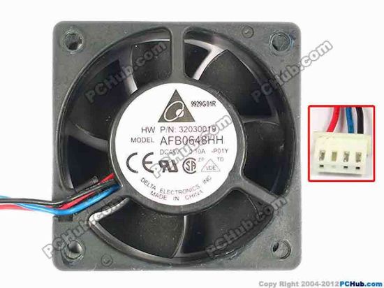 86254 Delta Electronics AFB0648HH Server - Square Fan -P01Y, sq60x25, w225x3x4, 48V 0.10A Delta Electronics AFB0648HH Server - Square Fan 