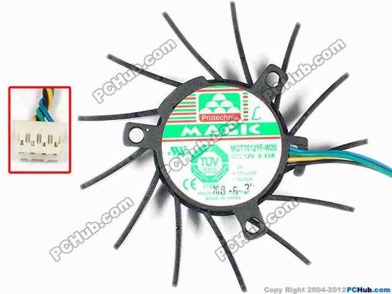86355 Protechnic Magic MGT7012YF-W20  Server - Frameless / GPU Fan dia65x65x12, w55x4x4, 12V 0.43A Protechnic Magic MGT7012YF-W20  Server - Frameless / GPU Fan