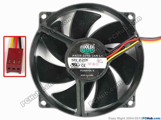 86410 Cooler Master A9225-22RB-3AN-L1 Server - Round Fan A9225-22RB-3AN-L1, PL92S12L-2, dia95x95x25, w195x3 Cooler Master A9225-22RB-3AN-L1 Server - Round Fan 