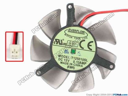86434 Everflow T125010SL Server - Frameless / GPU Fan 12V 0.13A, W45x2x2, D45x10, Trans Grey Everflow T125010SL Server - Frameless / GPU Fan 