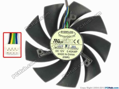 86435 Everflow T121225SU Server - Frameless / GPU Fan T121225SU, dia111x111x24, w135x4x4, 12V 0.40A Everflow T121225SU Server - Frameless / GPU Fan 