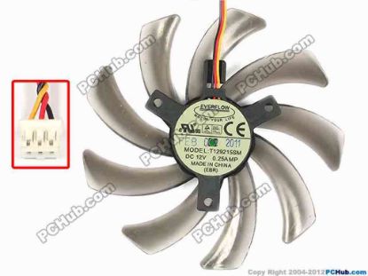 86436 Everflow T129215SM Server - Frameless / GPU Fan 12V 0.25A, W50x3x3, D95xC39 , Trans Grey Everflow T129215SM Server - Frameless / GPU Fan 
