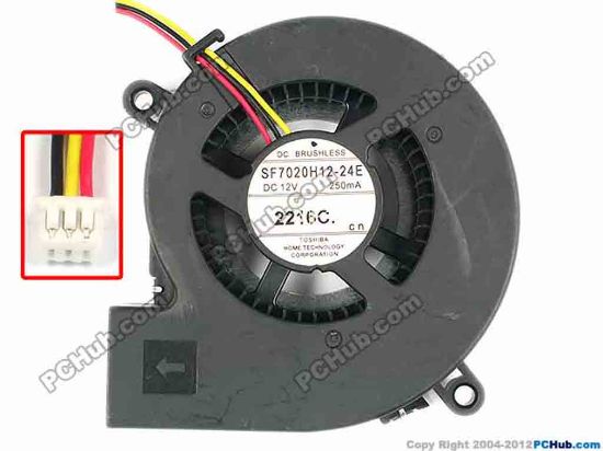 86453 Toshiba SF7020H12-24E Server - Blower Fan SF7020H12-24E, bw70x68x20, w95x3x3, 12V 250MA Toshiba SF7020H12-24E Server - Blower Fan