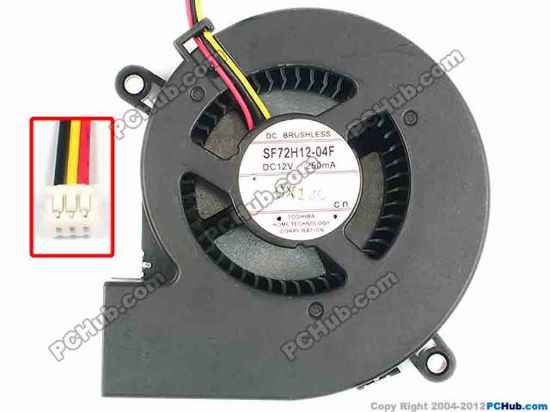 86473 Toshiba SF72H12-04F Server - Blower Fan bw70x60x20, w145x3x3, 12V 250MA Toshiba SF72H12-04F Server - Blower Fan 