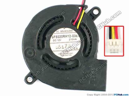 86484 Toshiba SF5020RH12-03E Server - Blower Fan bw50x50x20, w160x3x3, 12V 210MA Toshiba SF5020RH12-03E Server - Blower Fan 