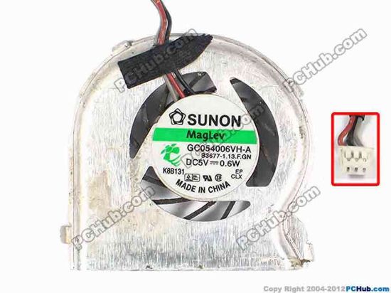 86566 SUNON GC054006VH-A Cooling Fan  B3677.13.F.GN, w20x3x3, 5V 0.6W, Bare SUNON GC054006VH-A Cooling Fan  