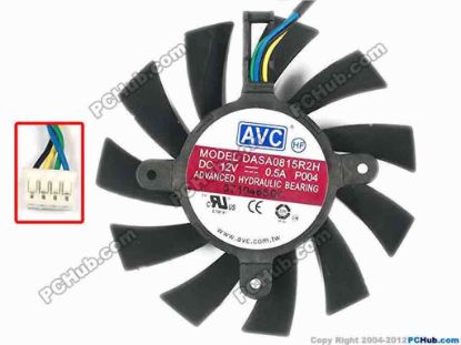 86584 AVC DASA0815R2H Server - Frameless / GPU Fan P004, Dia75x75x15, w110x4x4, 12V 0.5A, Black AVC DASA0815R2H Server - Frameless / GPU Fan 