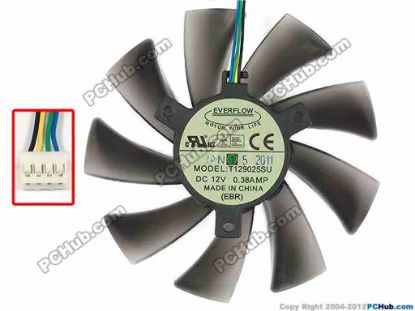 86590 Everflow T129025SU Server - Frameless / GPU Fan Dia92x92x20, W110x4x4, 12V 0.38A Everflow T129025SU Server - Frameless / GPU Fan 