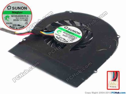 86621 SUNON GC054509VH-A Cooling Fan  13.V1.B4222.F.GN, w35x4x4, 5V 1.9W, Bare SUNON GC054509VH-A Cooling Fan  