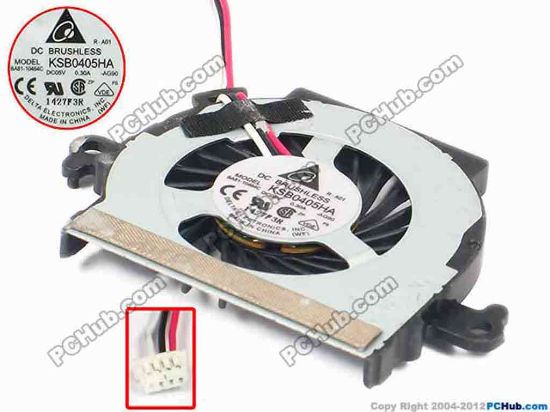 86677 Delta Electronics KSB0405HA Cooling Fan  -AG90, w30x3x4, DC 5V 0.30A, Bare Delta Electronics KSB0405HA Cooling Fan  