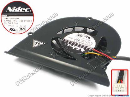 86686 Nidec G65X05MS2MH-52T133 Cooling Fan  w45x4x4, 5V 0.35A, bare Nidec G65X05MS2MH-52T133 Cooling Fan  