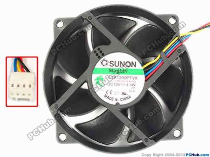 86691 SUNON KDE1209PTVX Server - Round Fan 13.MS.B4574.AF.GN, dia95x25, w260x4x4, 5V 4.4W SUNON KDE1209PTVX Server - Round Fan 