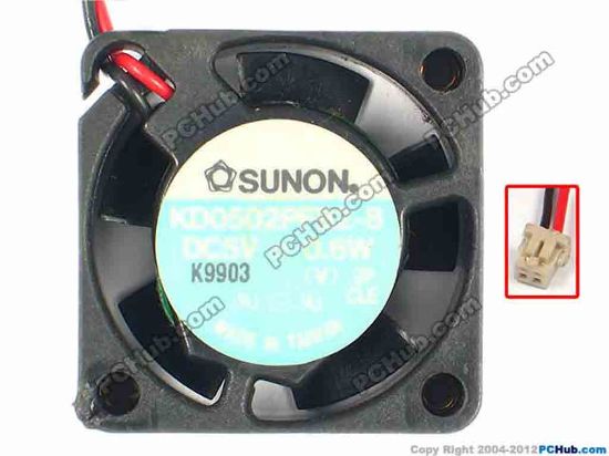 86697 SUNON KD0502PFB2-8 Cooling Fan  sq25x10, w35x2x2, 5V 0.6W SUNON KD0502PFB2-8 Cooling Fan  