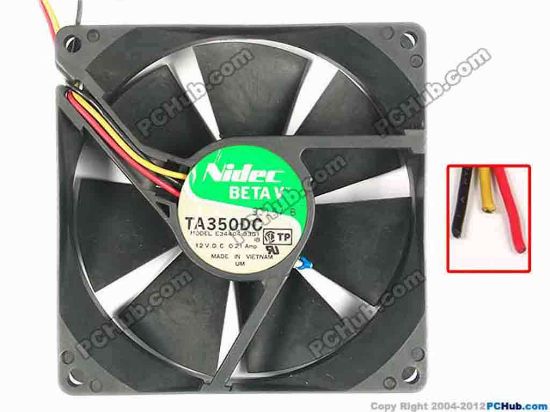 86727 Nidec TA350DC Server - Square Fan sq92x25, w85x3, 12v 0.21Amp Nidec TA350DC Server - Square Fan 
