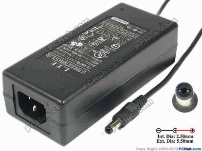 86780 Other Brands L.T.E. AC Adapter 5V-12V 12V 5A 60W, Barrel 5.5/2.5mm, IEC C14 Other Brands L.T.E. AC Adapter 5V-12V <span class="span11" id="ctl00_ContentPlaceHolder1_ItemDesc1_lblItemDescription">
<div>AC Adapter Model: LTE60E-S2-1</div>
<div><br />
</div>
<div>Input: 100-240V~ 2A, 50-60Hz</div>
<div>Output: 12V 5.0A 60W</div>
<div>Connecter size: Int. Diameter: 2.50mm     <br />
                       Ext. Diamemter: 5.50mm </div>
<div></div>
<div>Dimensions: 122 x 54 x 35 mm<br />
<br />
*Please take note, 3-wire (IEC C13) AC <a href="http://www.pchub.com/uph/category/356/Power-Core.html"><font color="#810081">power cord</font></a> not included.</div></span>