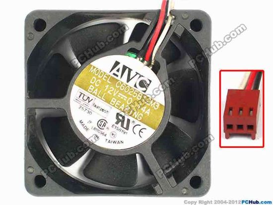 86800 AVC C6025B12M3 Server - Square Fan sq60x60x25, w110x3x3, 12V 0.14A AVC C6025B12M3 Server - Square Fan 