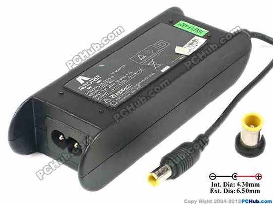 86811 Other Brands AUTOTEST AC Adapter- Laptop 0225C1665, 16V 4.06A, (4.3/6.5mm), 2-Prong Other Brands AUTOTEST AC Adapter- Laptop <span id="ctl00_ContentPlaceHolder1_ItemDesc1_lblItemDescription" class="span11">
<div>Model: 0225C1665</div>
<div><br />
</div>
<div>INPUT: 100-240V~1.2A, 50-60Hz </div>
<div>OUTPUT: 16V 4.06A 65W</div>
<div>Connecter size: Int. Diameter: 4.30mm </div>
<div>Ext. Diameter: 6.50mm</div>
<div><br />
</div>
<div>Dimensions: 126 X 46 X 30 mm</div>
<div><br />
</div>
<div>*Please take note, 2 wire AC power cord not included.</div></span>