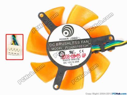 86851 Power Logic PLD05010S12H Server - Frameless / GPU Fan dia45x45x10, w110x4x4, 12V 0.20A, Orange Power Logic PLD05010S12H Server - Frameless / GPU Fan 