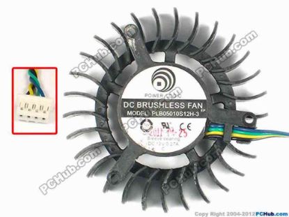 86858 Power Logic PLB05010S12H-3 Server - Frameless / GPU Fan dia55x55x13, w120x4x4, 12V 0.27A Power Logic PLB05010S12H-3 Server - Frameless / GPU Fan 