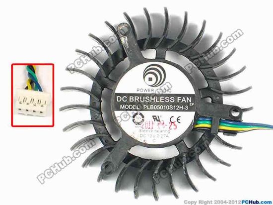 86858 Power Logic PLB05010S12H-3 Server - Frameless / GPU Fan dia55x55x13, w120x4x4, 12V 0.27A Power Logic PLB05010S12H-3 Server - Frameless / GPU Fan 