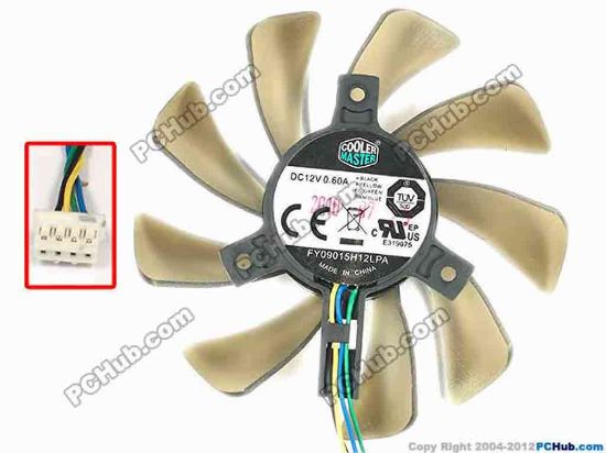 86865 Cooler Master FY09015H12LPA Server - Frameless / GPU Fan 12V 0.60A, W190x4x4, D85x15xC40, Trans Green Cooler Master FY09015H12LPA Server - Frameless / GPU Fan 