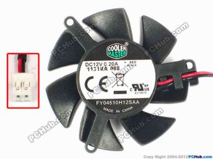 86866 Cooler Master FY04510H12SAA Server - Frameless / GPU Fan dia45x45x10, w30x2x2, 12V 0.20A Cooler Master FY04510H12SAA Server - Frameless / GPU Fan 