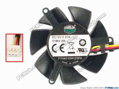 86868 Cooler Master FY04510H12SFA Server - Frameless / GPU Fan sq45x45x10, w30x3x3, 12V 0.20A Cooler Master FY04510H12SFA Server - Frameless / GPU Fan 