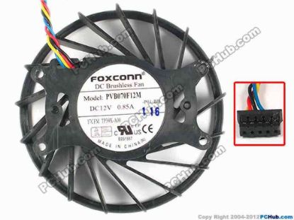 86875 Foxconn PVB070F12M Server - Round Fan -P01-BB, dia75x75x20, w55x4x5, 12V 0.85A Foxconn PVB070F12M Server - Round Fan 