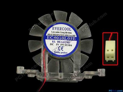 86886 EverCool EC4010L05E Server - Frameless / GPU Fan dia38x38x10, w38x2x2, 12V 0.10A EverCool EC4010L05E Server - Frameless / GPU Fan 