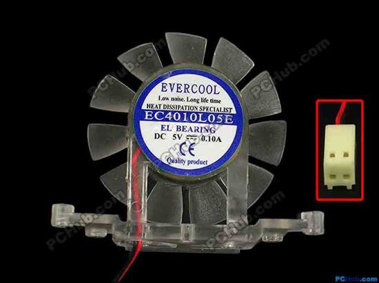 86886 EverCool EC4010L05E Server - Frameless / GPU Fan dia38x38x10, w38x2x2, 12V 0.10A EverCool EC4010L05E Server - Frameless / GPU Fan 