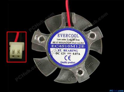 86887 EverCool EC4010M12E Server - Frameless / GPU Fan dia36x36x10, w65x2x2, 12V 0.07A EverCool EC4010M12E Server - Frameless / GPU Fan 