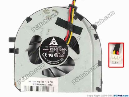 86891 Delta Electronics KSB05105HA Cooling Fan  -9K32, w25x3x3, 5V 0.35A, Bare fan Delta Electronics KSB05105HA Cooling Fan  <span id="ctl00_ContentPlaceHolder1_ItemDesc1_lblItemDescription" class="span11"><strong>Compatible</strong> with DP/N: 08679G, 0160M8, 0J6KH0, 8679G, 160M8, J6KH0</span> 
