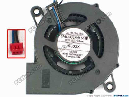 86913 Toshiba SF6023BLHH12-10E Server - Blower Fan bw60x60x23, w110x3x3, 12V 280MA Toshiba SF6023BLHH12-10E Server - Blower Fan 