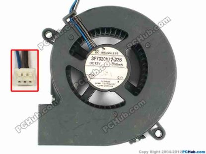 86923 Toshiba SF7020H12-22B Server - Blower Fan bw68x63x20, w155x3x3, 12V 250MA Toshiba SF7020H12-22B Server - Blower Fan 