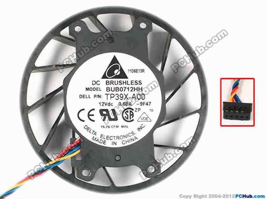 86939 Delta Electronics BUB0712HH Server - Round Fan -9F47, dia72x72x17, w60x4x5, 12V 0.68A Delta Electronics BUB0712HH Server - Round Fan 