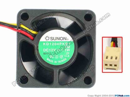 86945 SUNON KD1204PKB1 Server - Square Fan TM, sq40x40x20, w100x3x3, 12V 1.1W SUNON KD1204PKB1 Server - Square Fan 