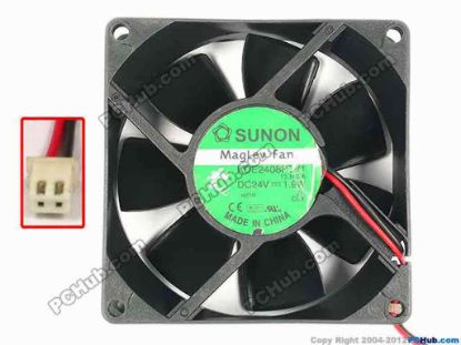 86961 SUNON KDE2408PTV1 Server - Square Fan 13.MS.A, sq80x80x25, w120x2x2, 24V 1.9W SUNON KDE2408PTV1 Server - Square Fan 