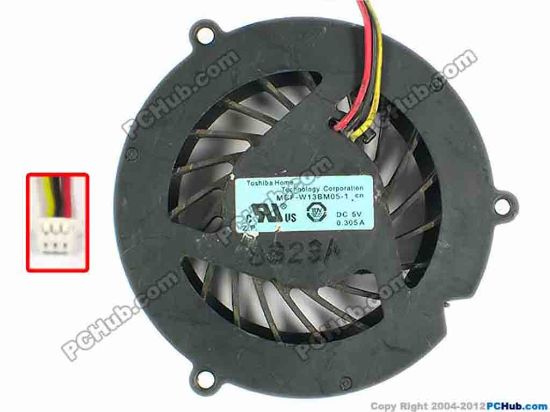 86975 Toshiba MCF-W13BM05 Cooling Fan  MCF-W13BM05-1, w55x3x3, 5V 0.305A, bare fan Toshiba MCF-W13BM05 Cooling Fan  