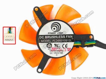 86976 Power Logic PLD05010S12L Server - Frameless / GPU Fan dia45x45x10, w93x4x4, 12V 0.10A, Orange Power Logic PLD05010S12L Server - Frameless / GPU Fan 